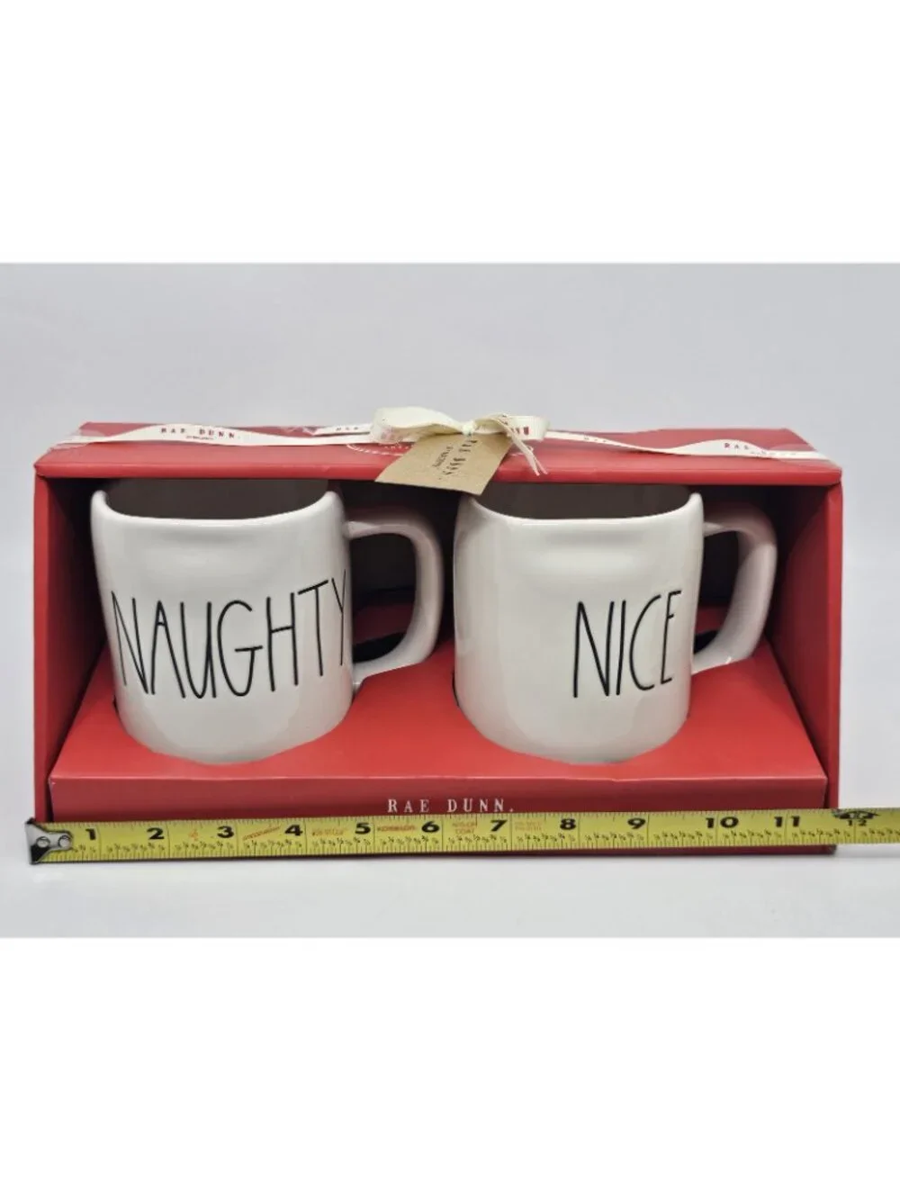 Rae Dunn Naughty & Nice Christmas Coffee Tea Mugs Gift Set of 2 Holiday Ceramic